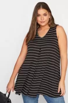 Stripe Sleeveless Pleat Detail Vest Top