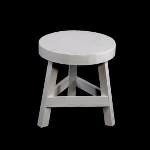 White Three Legged Stool Standing