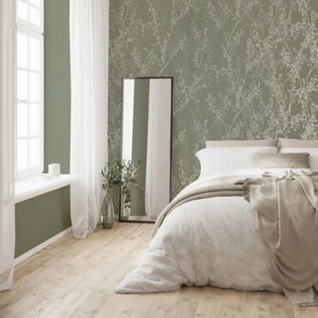 Boutique Breeze Sprig Floral Green Wallpaper Wallpaper One Size Green 42136515000