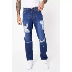 I Saw It First Dark Blue Tapered Rigid Jeans - Blue