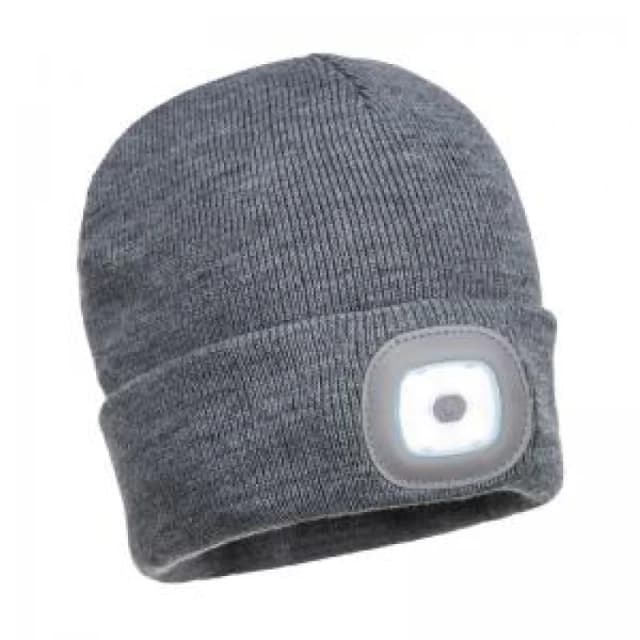 Portwest Beanie Hat and USB Rechargeable LED Head Light B029GRR Colour: Grey