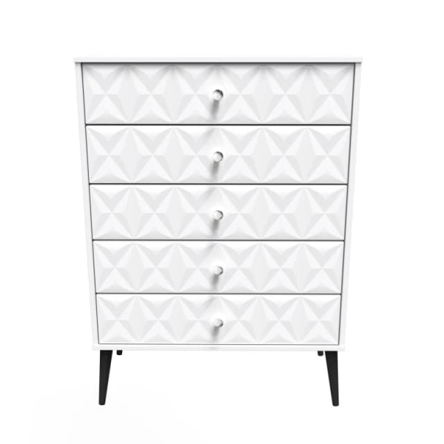 Toledo 5 Drawer Chest In White Matt (Ready Assembled)