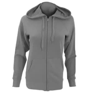 Fruit Of The Loom Ladies Fitted Lightweight Hooded Sweatshirts Jacket / Zoodie (240 GSM) (2XL) (Light Graphite)
