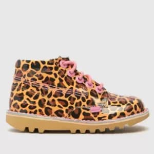 Kickers Brown Kick Hi Leopard Girls Toddler Boots