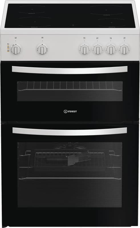 Indesit IDE6VMW 60cm Wide Single Oven Electric Cooker with Ceramic Hob - White - A Rated
