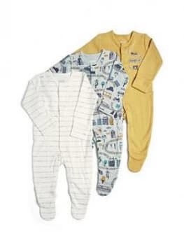Mamas & Papas Transport Sleepsuits 3 Pack Baby Boys