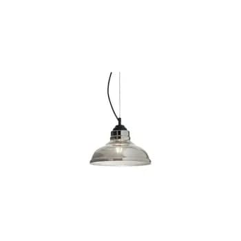 Ideal Lux Lighting - Ideal Lux Bistro' - 1 Light Dome Ceiling Pendant Black, Smokey Grey, Glass Plate, E27