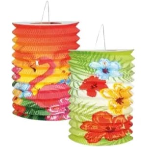 Paper Hibiscus Hawaii Lanterns Set of 2
