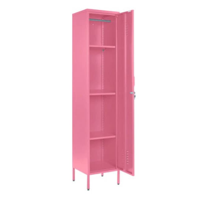 Moderna Pink Metal Locker 3 Shelf Cabinet, Industrial Storage for Home or Office Pink Unisex