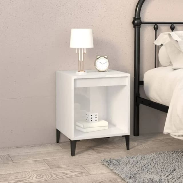 Vidaxl Bedside Cabinet High Gloss White 40X35X50 Cm, White 821878