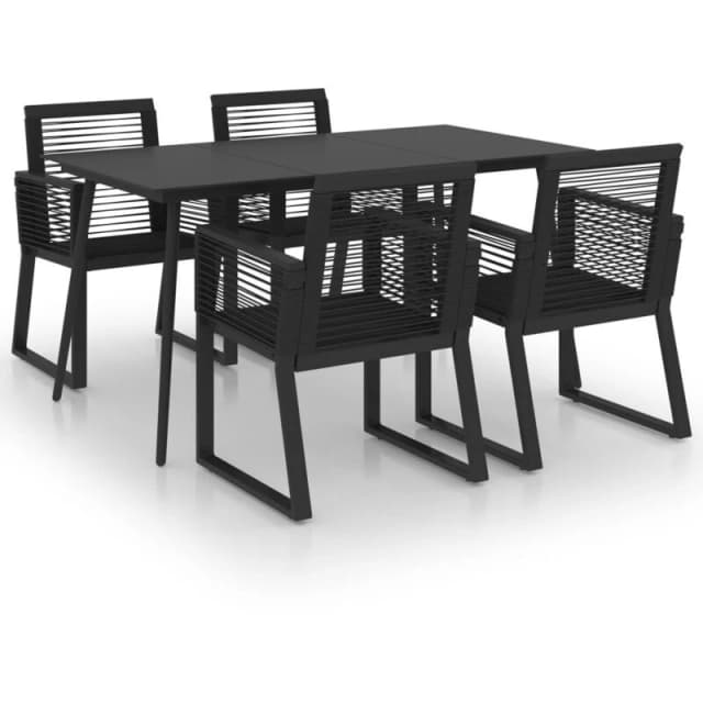 VIDAXL 5 Piece Outdoor Dining Set PVC Rattan Black vidaXL 8720286241370