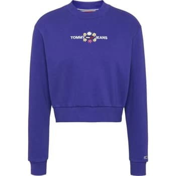 Tommy Jeans Crop Floral Crewneck Sweater - Court Blue
