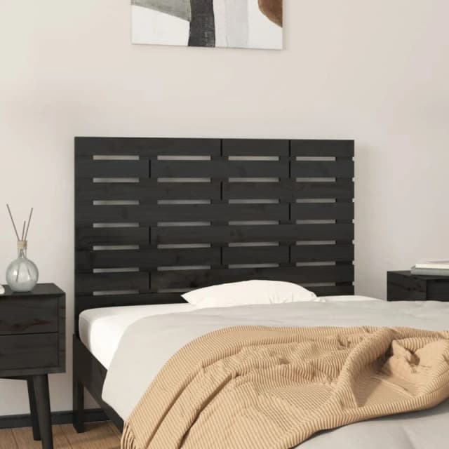 Vidaxl Wall Headboard Black 106X3X63cm Solid Wood Pine, Black 824717