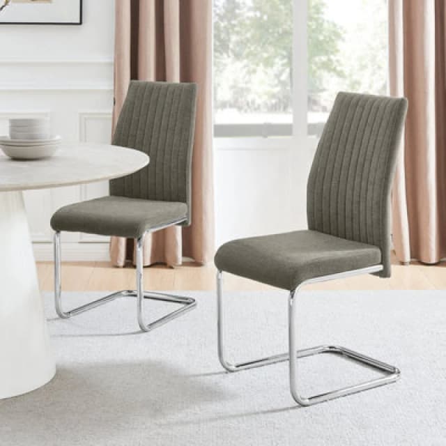 FurnitureboxUK FurnitureboxUK Lorenzo 2x Fabric Silver Leg Dining Chair in Grey Grey One Size Unisex 5056657188696