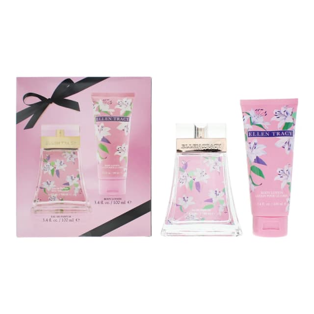 Ellen Tracy Classic Florals Pink Sparkling Photobox 2 Piece Gift Set: Eau de Parfum 100ml - Body Lotion 100ml