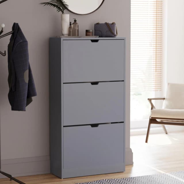 Lassic Vida Designs 3 Drawer Shoe Cabinet (Handless) Grey unisex 3 Drawer