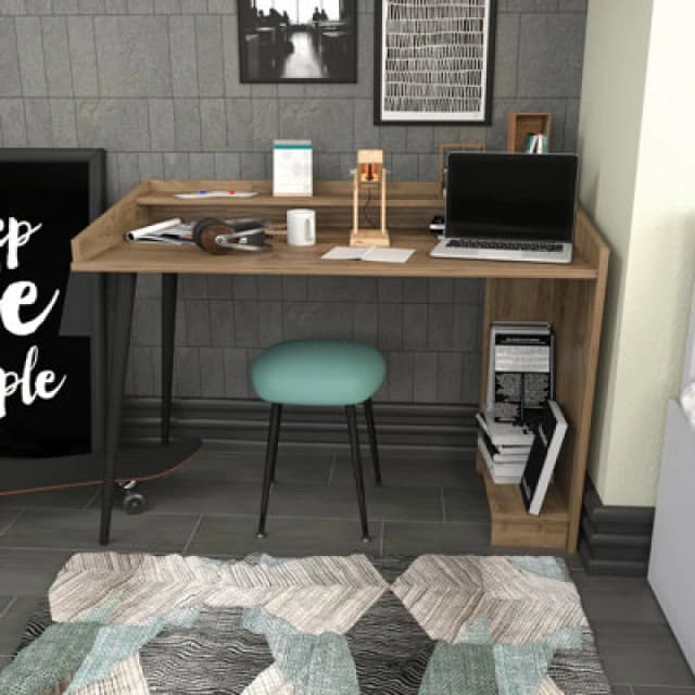 Decorotika 120Cm Vannessa Writing Desk Walnut And Black