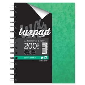 Silvine Luxpad A5 Notebook Twin Wire Sidebound Hardcover Perforated Ruled 200 Pages 80gsm Pack of 6