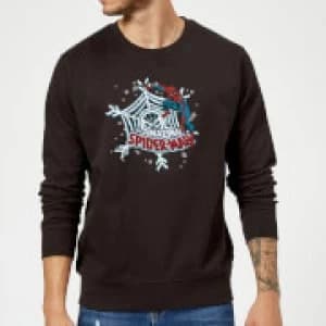 Marvel Comics The Amazing Spider-Man Snowflake Web Black Christmas Sweatshirt - L - Black