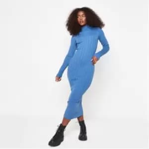 Missguided Recycled Tall High Neck Midaxi Dress - Blue