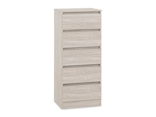 Seconique Malvern Urban Snow 5 Drawer Tall Narrow Chest of Drawers