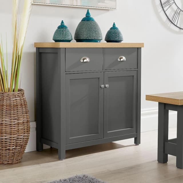 Home Source Avon 2 Drawer 2 Door Cupboard Unit Dark Grey