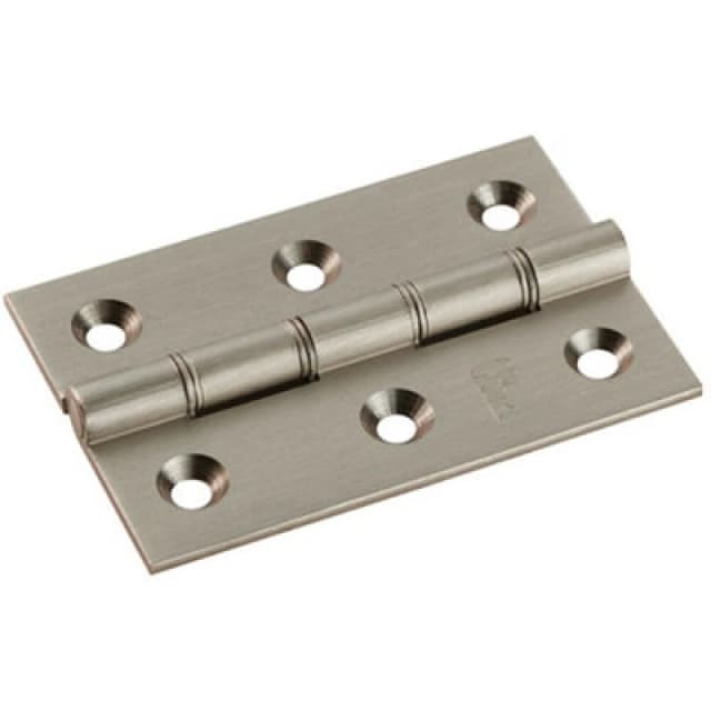 Loops PAIR 76 x 50 x 2.5mm Brass Washered Butt Hinge Satin Nickel Internal Door Metallics