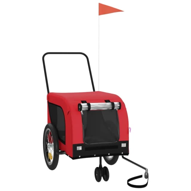 vidaXL Pet Bike Trailer Red and Black Oxford Fabric and Iron, Red 94020