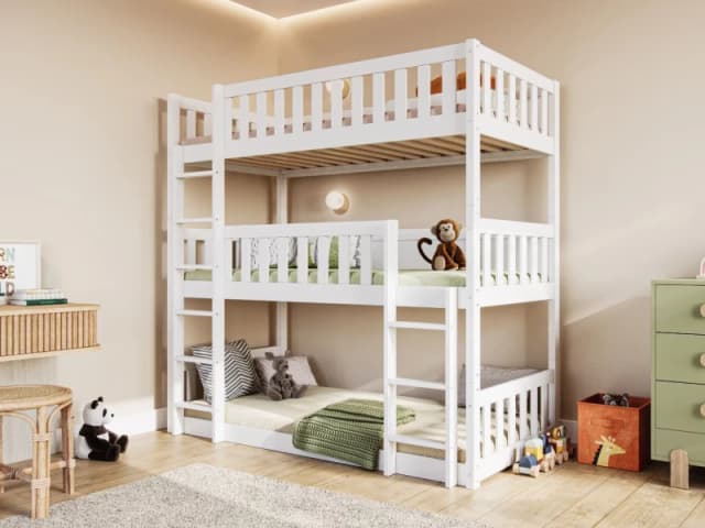 Flair Bea Triple High Bunk Bed in White Size: Single White Unisex Single