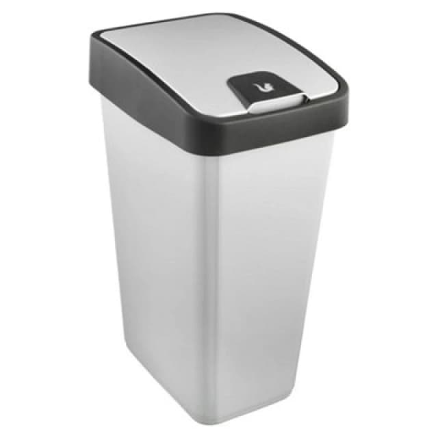 Keeeper Premium Waste Bin with Flip Lid 45 Litre Silver