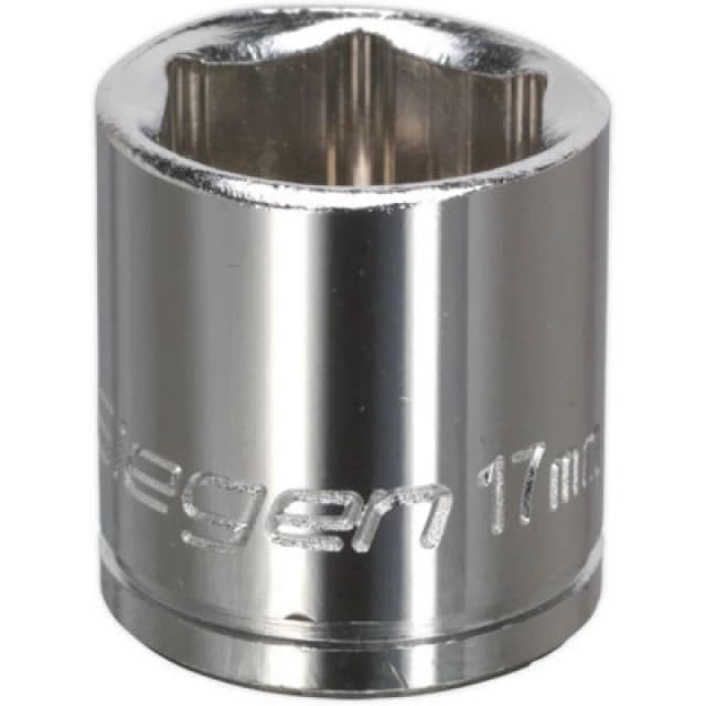 Loops 17mm Chrome Plated Drive Socket - 3/8" Square Drive - High Grade Carbon Steel Metallics