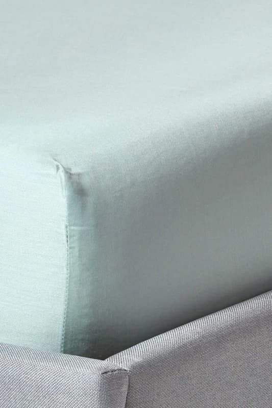 Homescapes Sateen Cotton Deep Fitted Sheet 18" 400 Thread Count in Duck Egg Blue Size: King Fitted Duck Egg Blue Unisex King Fitted