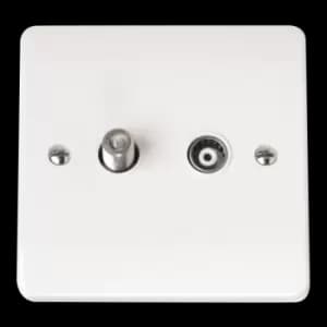 Click Scolmore Mode 2 Gang Satellite Outlet Socket Polar White - CMA157