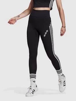 adidas Originals Split Trefoil High Waisted Leggings - Black, Size 12, Women