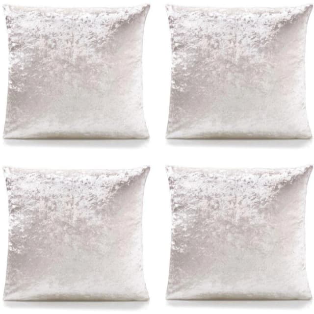 Alan Symonds Plain Crushed Velvet Cushion Set of 4 Cream unisex 45x45cm
