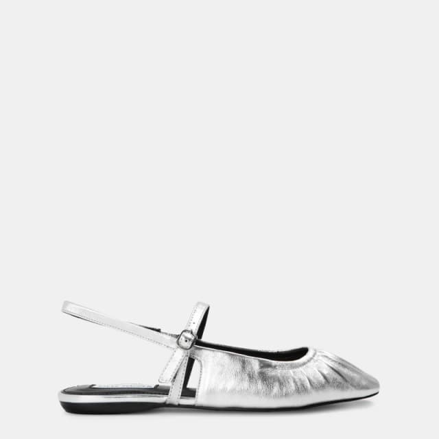 Steve Madden Womens Garson Flat Sandals Silver Lthr female 3 (36)