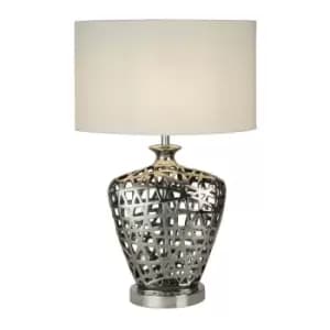 Searchlight Network - 1 Light Table Lamp Chrome, White Shade, E27
