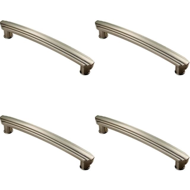 Loops 4x Ridge Design Curved Cabinet Pull Handle 160mm Fixing Centres Satin Nickel Metallics unisex