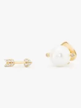 Love Game Arrow Asymmetrical Studs - Cream/Gold - One Size