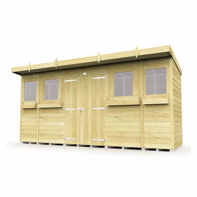 Buttercup Farm 14 x 4 Feet Pent Summer Shed - Wood - L118 x W417 x H201cm in Brown Brown Unisex