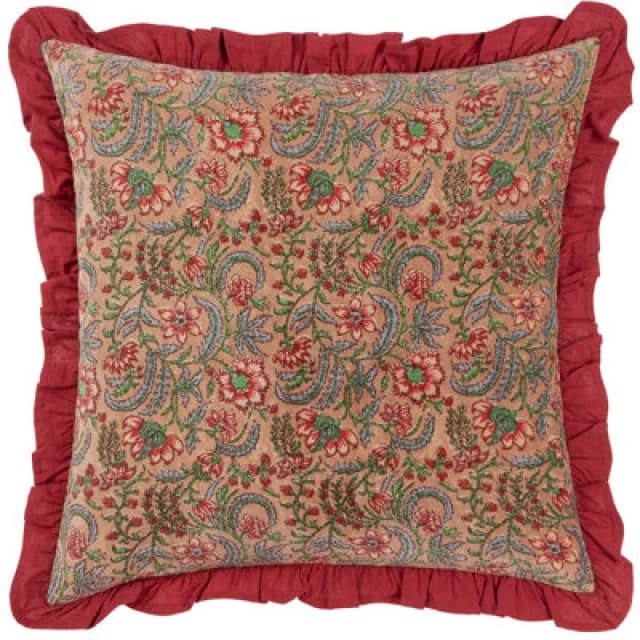 Paoletti Paoletti Haven Floral Cotton Velvet Cushion in Rose Size: 50cm x 50cm Rose 50cm x 50cm Unisex 5025532949615