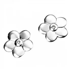 Childrens D For Diamond Sterling Silver DIAMOND Flower Stud EARRING