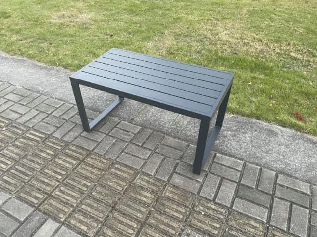 Fimous Outdoor Garden Rectangular Coffee table Aluminium Patio Tea Table for Balcony, Terrace, Swimming Pool Dark Grey Dark Grey Unisex