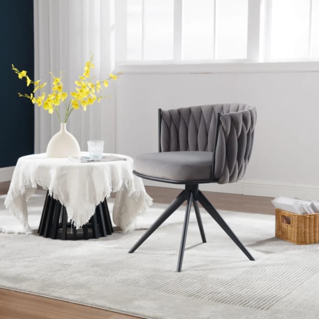 Home Source Reno Round Back Grey Velvet Occasional Accent Chair