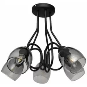 Helam Marietta Multi Arm Semi Flush Ceiling Light Black, Smokey 50cm