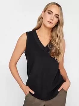 Long Tall Sally Black V Neck Knitted Vest, Black, Size 14-16, Women
