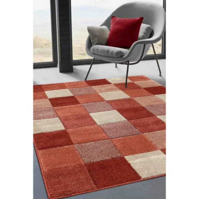 Homemaker Sara Carved Chequerboard Rug RED - Homemaker - Size: 160X230 RED 160X230 WB90111