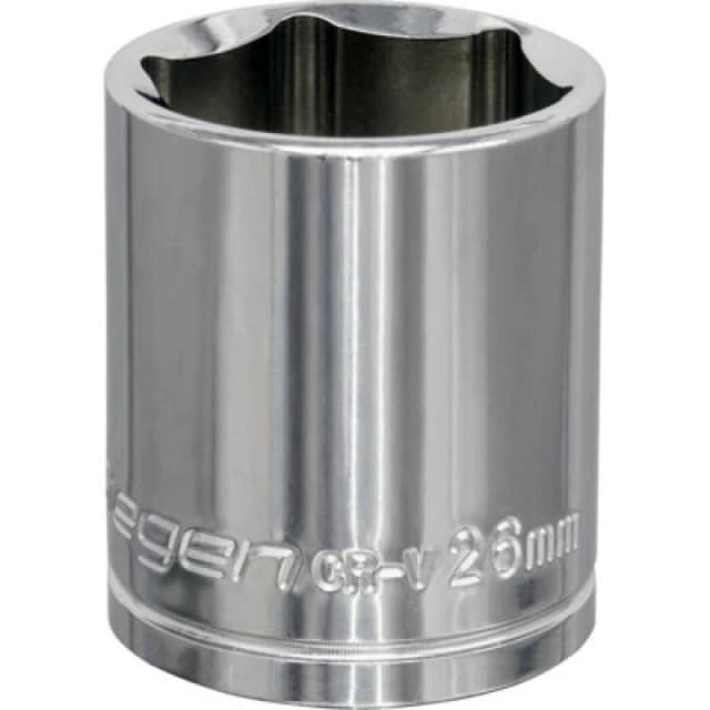 Loops 26mm Chrome Plated Drive Socket - 1/2" Square Drive - High Grade Carbon Steel Metallics