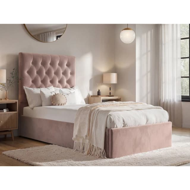 Flair Milan Velvet Single Ottoman Bed in Pink Pink Unisex Single