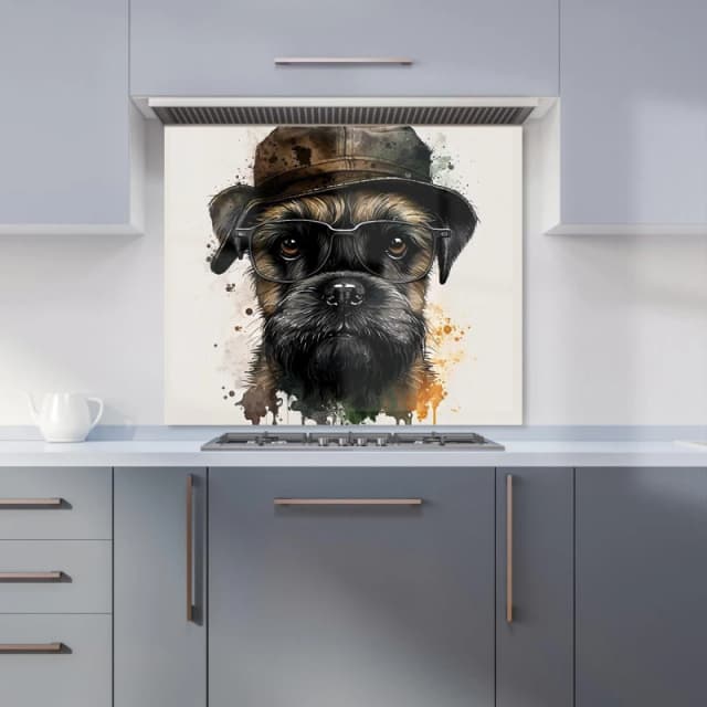 Warren Reed - Designer Border Terrier Dog Kitchen Splashback Size: 600mm x 750mm Multicolor Unisex 600mm x 750mm